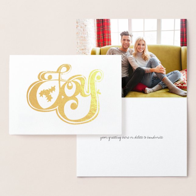 Etched Gold Foil Christmas Joy Holiday Card (Display)
