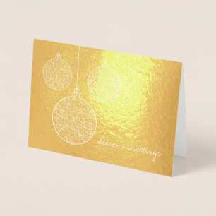 Etched Gold Foil Christmas Ornaments Holiday Card