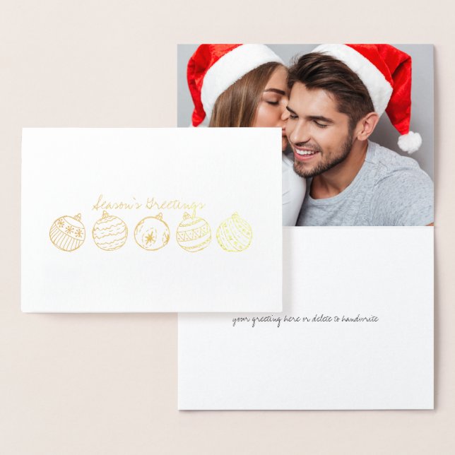 Etched Gold Foil Christmas Ornaments Holiday Card (Display)