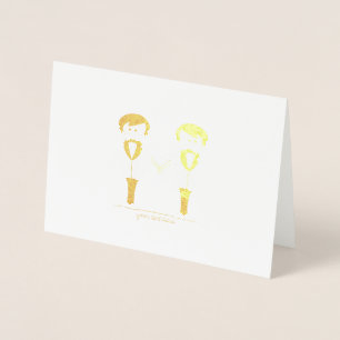 Etched Gold Foil Groom & Groom Wedding Cards