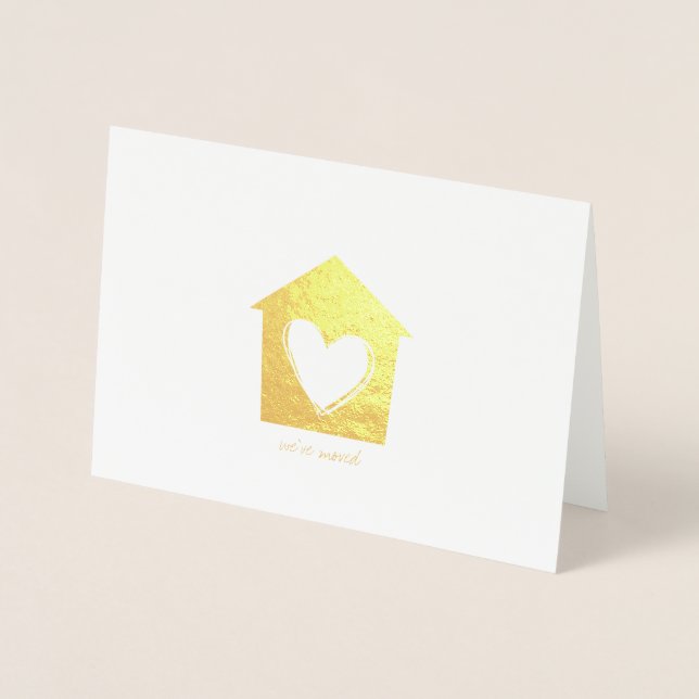 Etched Gold Foil Heart House Greeting Cards (Front)