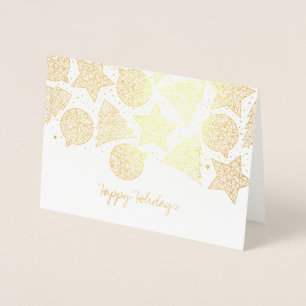 Etched Gold Foil Holiday Pattern Christmas Cards