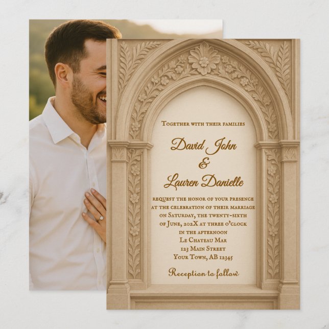 Etched in Time Photo Wedding Invitation (Front/Back)