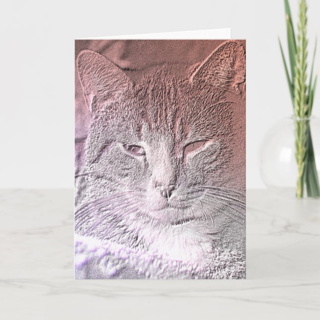 Etched Kitten Greeting Card (Front)