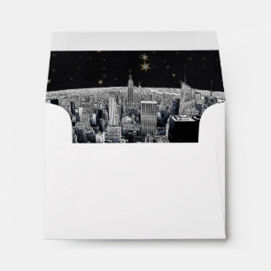 Etched NYC Skyline 2 Black Gold Star Fancy Env 3 Envelopes