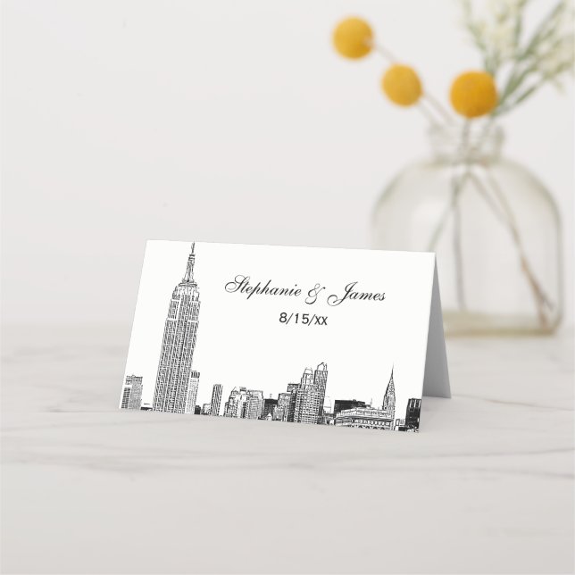 Etched NYC Skyline DIY BG Colour Escort Cards #3 (Front)