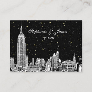 Etched NYC Skyline Starry DIY BG Colour Place Card