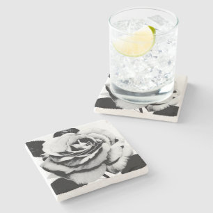 Etched Rose Stone Coaster