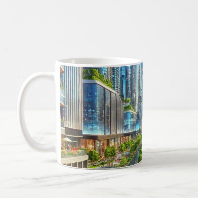 Eterity Metropolis - Futuristic Cityscape  Coffee Mug (Left)