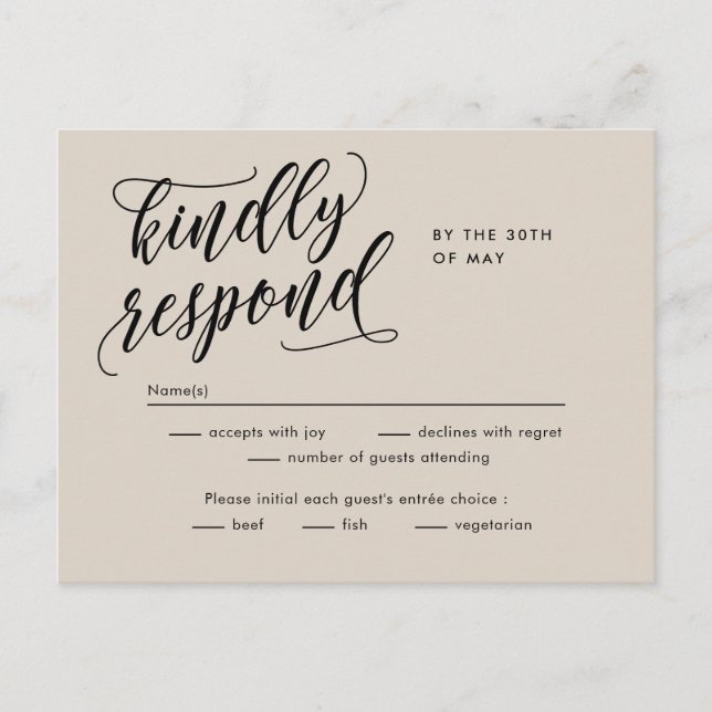 Eternal Bliss Editable Colour RSVP Reply Card (Front)