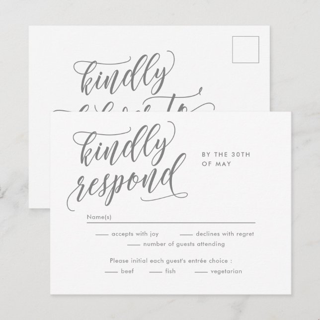 Eternal Bliss Editable Colour RSVP Reply Card (Front/Back)