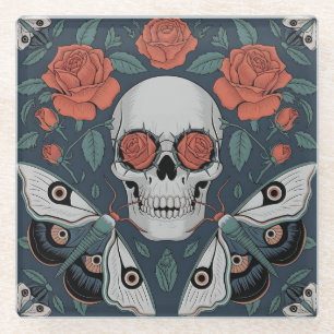 Eternal Bloom: A Dance of Life and Death Glass Coaster