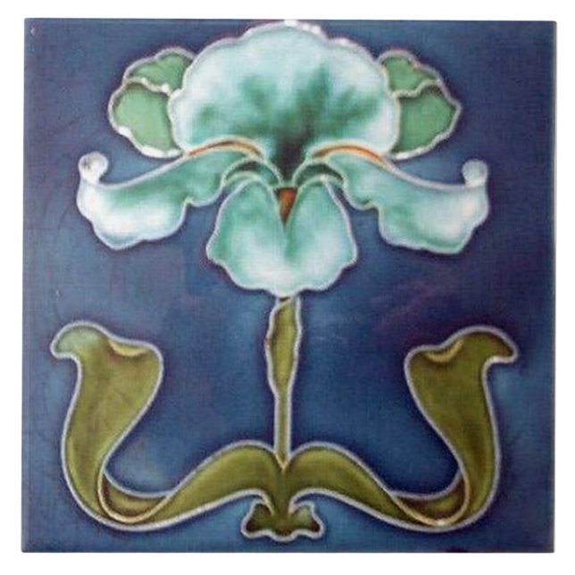 Eternal Bloom Blue Iris Ceramic Tile (Front)