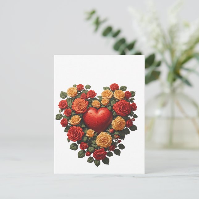 Eternal Bloom Rose Heart Postcard (Standing Front)