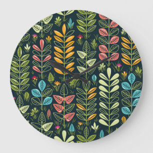 Eternal Blooms: Hand-Drawn Floral Elegance Large Clock