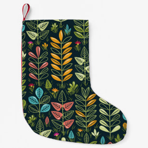 Eternal Blooms: Hand-Drawn Floral Elegance Small Christmas Stocking