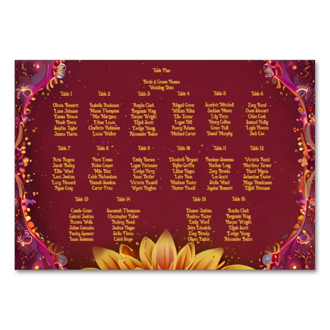 Eternal Blossoms: A Celebration of Love" Wedding  Table Number (Front)