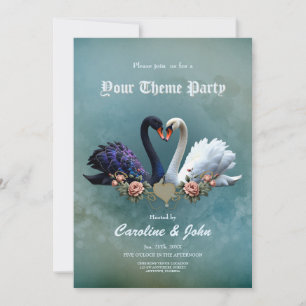 Eternal Bond, Black and White Swans in Love. Invitation