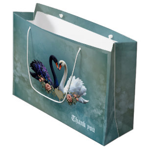 Eternal Bond, Black and White Swans in Love. Large Gift Bag
