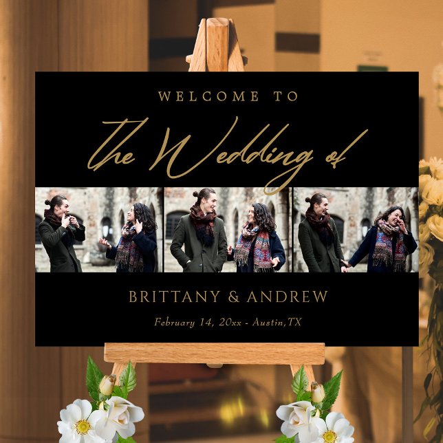 Eternal Bond: Elegant Black & Gold Wedding Welcome Poster ( Eternal Bond Elegant Black & Gold Wedding Welcome Poster)