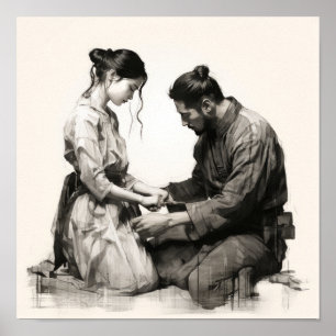 Eternal Bonds: Embracing Love in Japanese Traditio Poster