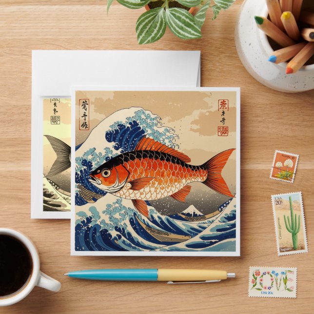 Eternal Catch: Traditional Japanese Gyotaku Fish Envelope (Desk)