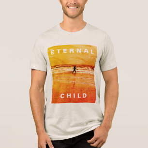 "Eternal Child" Orange Sepia Photo Girl in Waves Tri-Blend Shirt