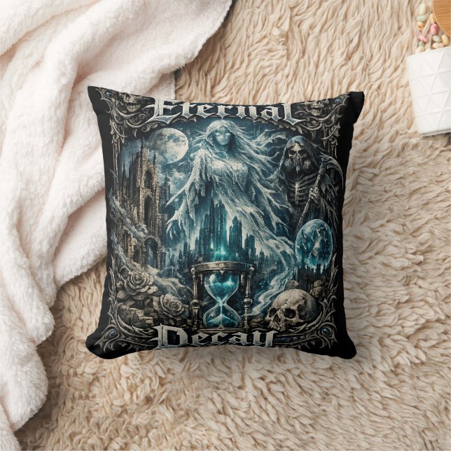 Eternal Decay Gothic Ghost Hourglass Dark Fantasy  Cushion (Blanket)