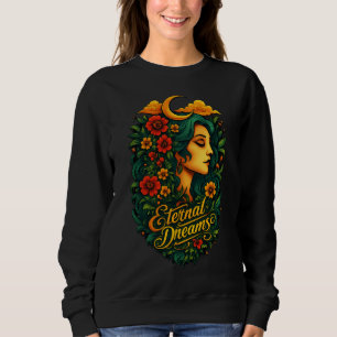 Eternal Dreams Moon Goddess Floral Art Sweatshirt