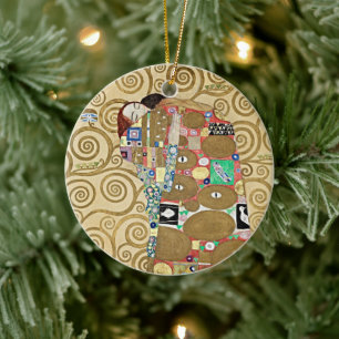 Eternal Elegance: A Tribute to Klimt's Fulfilment Ceramic Ornament