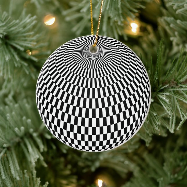 Eternal Elegance: Chequered Sphere Ceramic Ornament (Tree)
