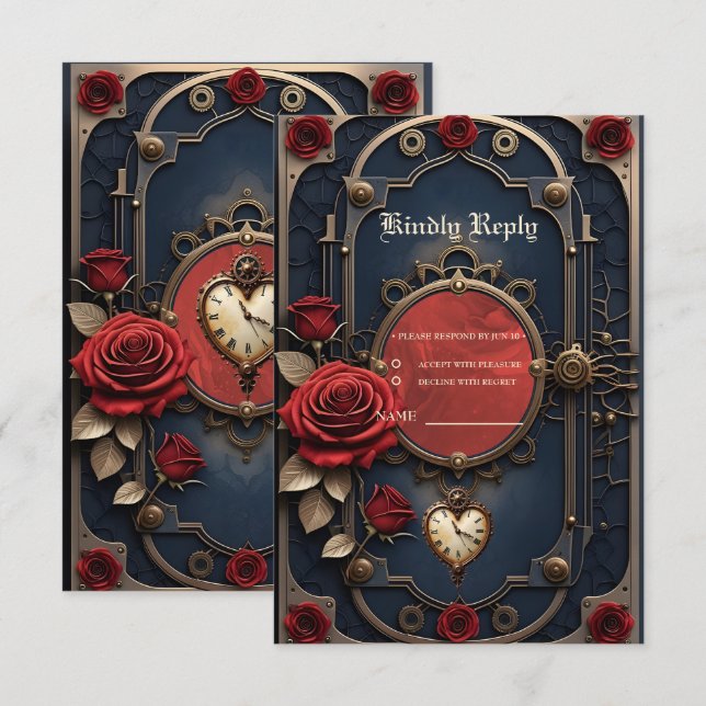 Eternal Elegance – Clockwork Heart.  RSVP Card (Front/Back)