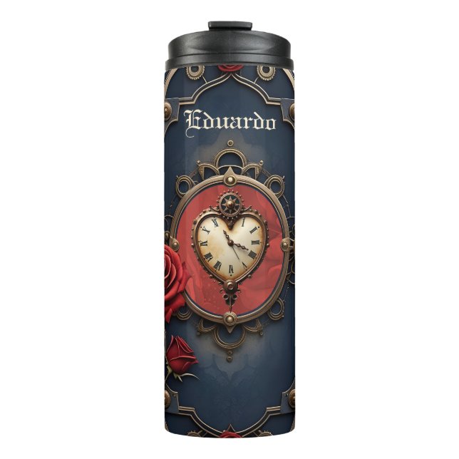 Eternal Elegance – Clockwork Heart Thermal Tumbler (Front)