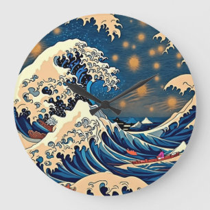 Eternal Elegance: Groovy Retro Wave Large Clock