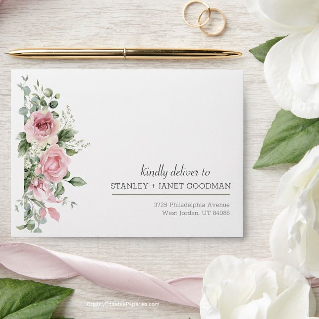 Eternal Elegance Pink Rose Peony Flower  Envelope (Seal your love in style with our Eternal Elegance Envelope – where romance meets every fold.)