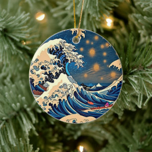 Eternal Elegance: The Great Wave Nami Ceramic Ornament