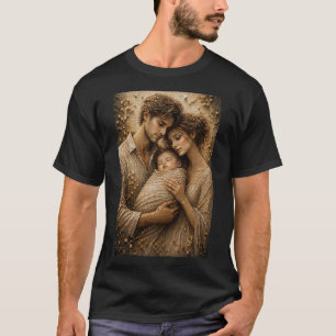 Eternal Embrace 3D Micro Mosaic Family Portrait T-Shirt