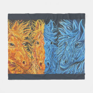 Eternal Equilibrium- Horses- Twin Flame  Fleece Blanket