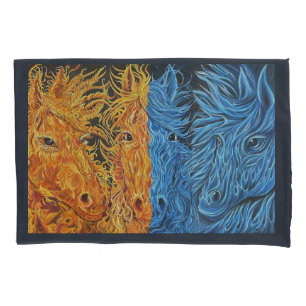 Eternal Equilibrium- Horses- Twin Flame  Pillowcase