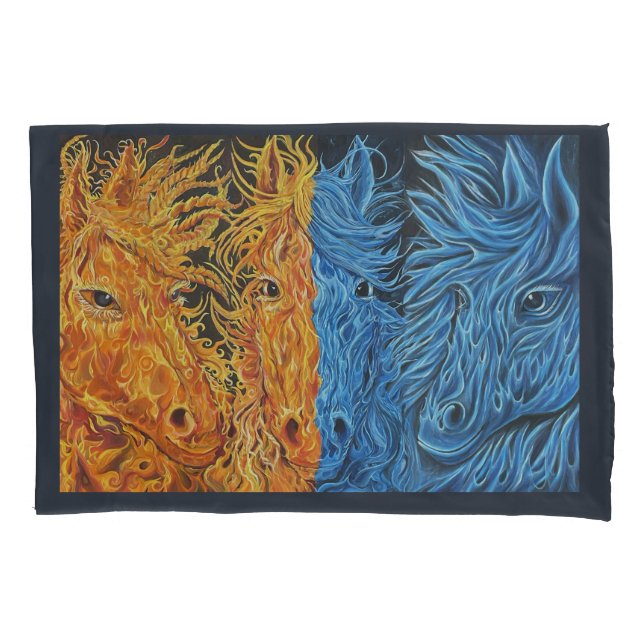 Eternal Equilibrium- Horses- Twin Flame  Pillowcase (Front)