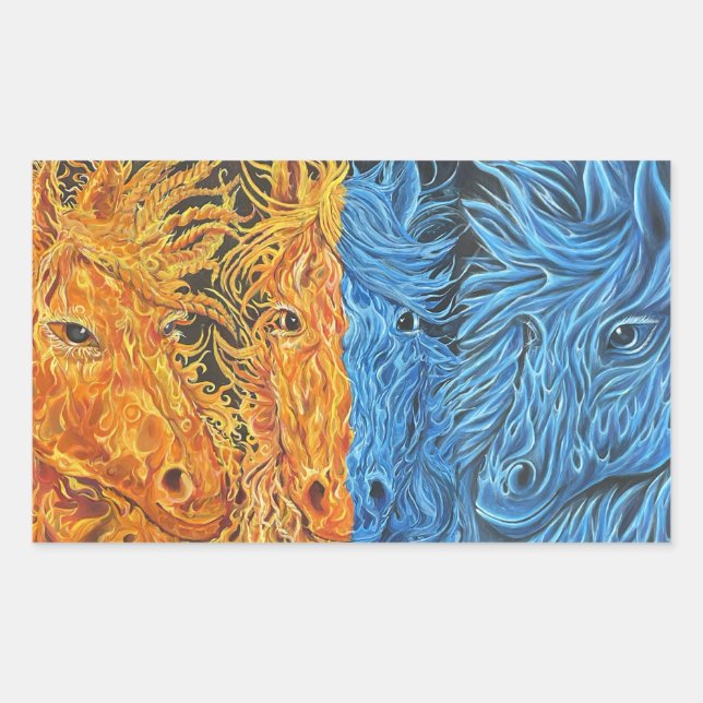 Eternal Equilibrium-Horses-Twin Flames Rectangular Sticker (Front)