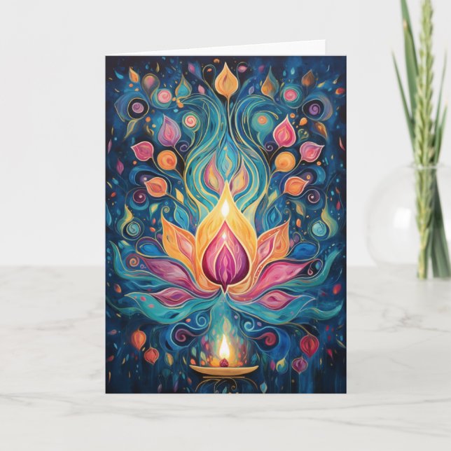 Eternal Flame Abstract Art Holiday Card (Front)