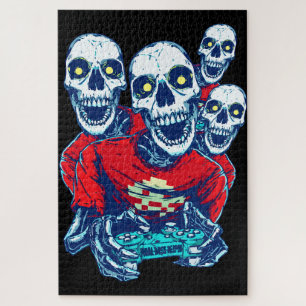 Eternal Gaming Brotherhood: The Red Gamer Skeleton Jigsaw Puzzle
