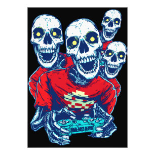 Eternal Gaming Brotherhood: The Red Gamer Skeleton Photo Print