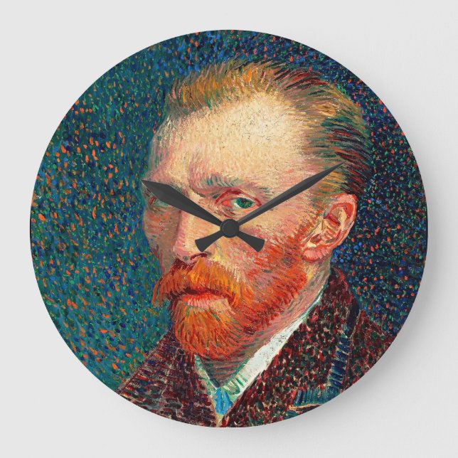 Eternal Gaze: Vincent Van Gogh's Self-Portrait  Large Clock (Front)