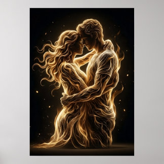 Eternal Glow - Minimalist Golden Silhouette Art Poster