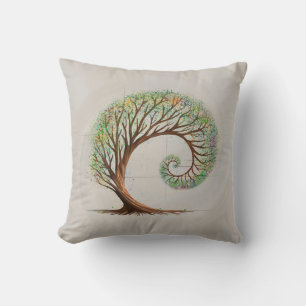 Eternal Growth - Golden Ratio Spiral Tree Cushion