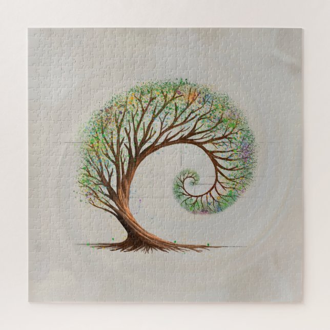 Eternal Growth - Golden Ratio Spiral Tree Jigsaw Puzzle (Vertical)