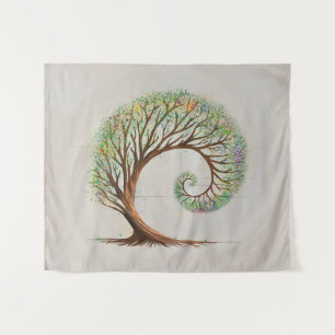 Eternal Growth - Golden Ratio Spiral Tree Tapestry