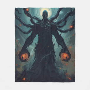 Eternal Guardian of Flames Dark Fantasy Fleece Blanket
